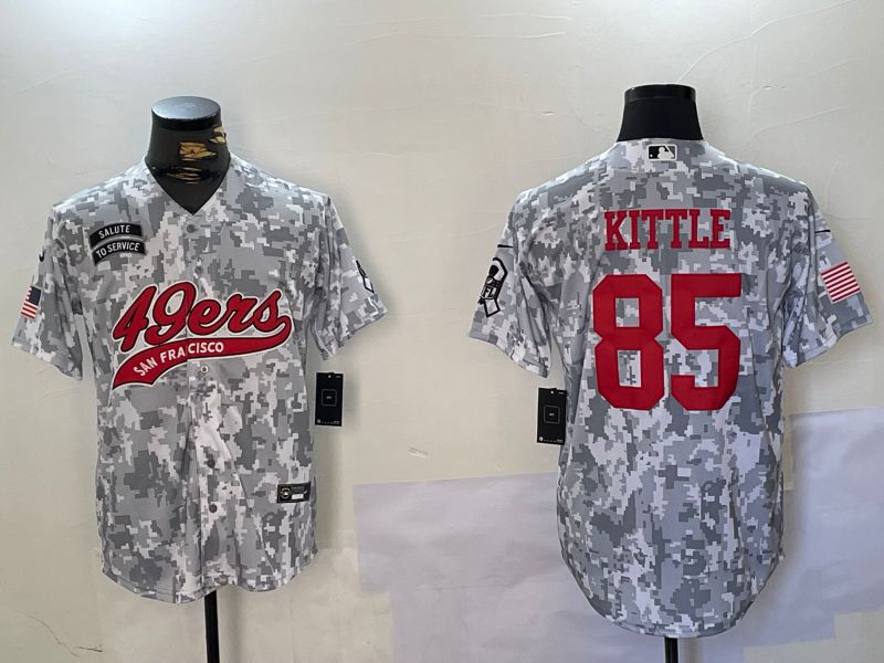 Men San Francisco 49ers #85 Kittle Nike Arctic Camo 2024 Salute to Service Limited NFL Jersey style 1